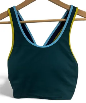 Cotopaxi sports bra Teal & lime NEW padded XS Mari Crop deep ocean thumbnail 1