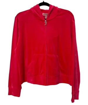 Juicy Couture Long Sleeve Full Zip Hoodie Track Jacket Hot Pink Size‎ 1X NWT thumbnail 1