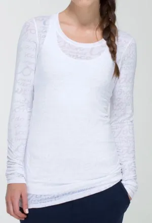 Lululemon Daily Practice Long Sleeve Love Manifesto Burnout Top | White thumbnail 1