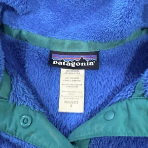Patagonia Blue Re-Tool Snap-T Pullover Pockets Fuzzy Jacket Women's SMALL thumbnail 8