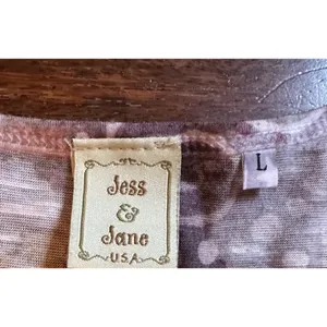 Jess & Jane Tunic Top Boho Abstract Floral Multicolor Artsy Sharkbite Hem Large thumbnail 3