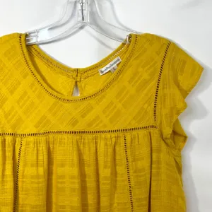 John Paul Richard Large Top Yellow Cap Sleeve‎ Blouse Raw Boho Boxy Gauzy 1684 thumbnail 5