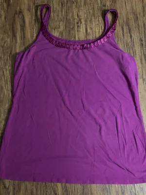 New York & Company Purple Satin-Trim Camisole thumbnail 1
