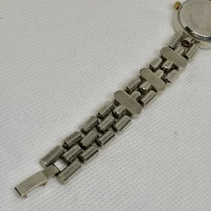 Vintage Regent watch women silver tone 24mm mop dial rhinestones size 7” running thumbnail 8