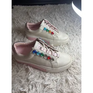 Kurt Geiger London White Pink Gem‎ Heart Embellished Sneakers Women 5.5 Youth 3 thumbnail 3