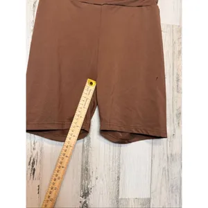 Brown High Waist Stretch Biker Shorts Size S – Soft Polyester, Comfy Fit thumbnail 4