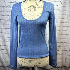 Free People Lucky You Layering Scoop Neck Top Blue M/L thumbnail 8