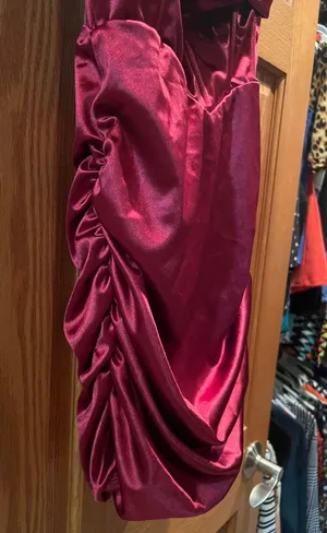 Burgundy Silk Corset Dress thumbnail 4