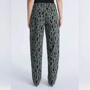 NWT Scoop Seamed Denim Barrel Jeans Wide Leg High Rise Leopard Print Olive SZ 6 thumbnail 12