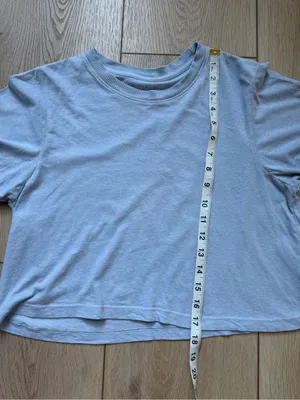 SET Active Crewneck Short Sleeve Baby Blue Baby Tee Medium 100% Cotton Crop Top thumbnail 8
