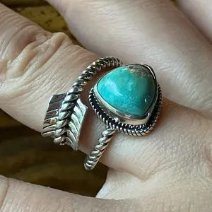 Royston Turquoise Sterling Silver Arrow Ring Size 7 Blue thumbnail 3