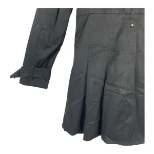Kenneth Cole Black Trench Coat Sz L thumbnail 12