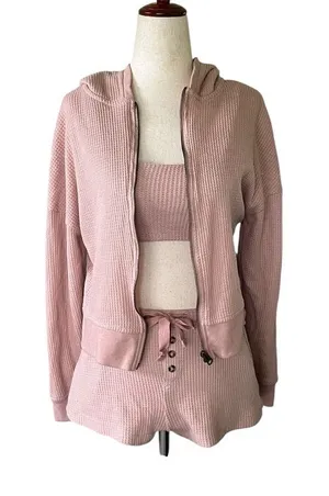 better / together 3 piece waffle knit lounge set thumbnail 1