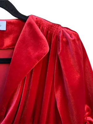 Lila Rose Bridesmaid Red Velvet Knee Length Pleated Front Dress 6 thumbnail 3