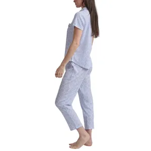 NWT Karen Neuburger Women's Notch Collar 2-piece PJ Set Blue M thumbnail 4