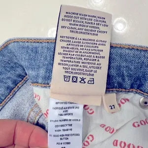 Alice + Olivia AO.LA Good highrise exposed button lightwash distressed jeans, 27 thumbnail 6