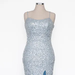 Betsy &‎ Adam - Ice Blue Sequined Floor Length Gown thumbnail 7