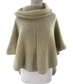 Wooden Ships cowl neck tan poncho sweater wool mohair sz XS‎ thumbnail 1