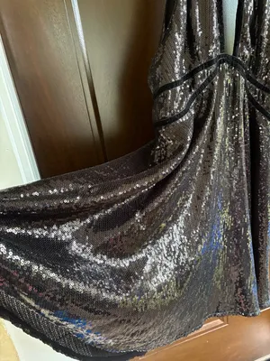 EUC Free People Film Noir Sequined Halter Mini Dress Black Size 4 thumbnail 7