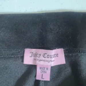 Juicy Couture Velour Solid Track Pants Black Y2K Rhinestone Logo Size L thumbnail 5