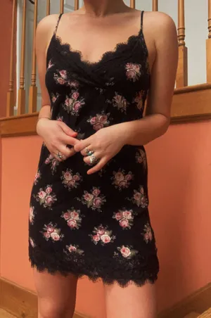 American Eagle Black And Pink Floral Dress thumbnail 2