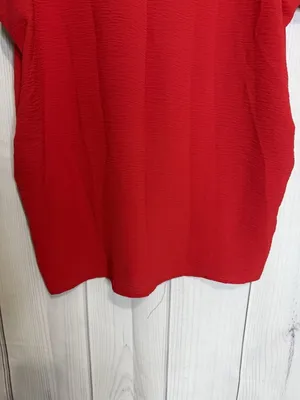 Jodifl Womens Sz M Red V-Neck Short Sleeve Blouse Top Oversized thumbnail 6