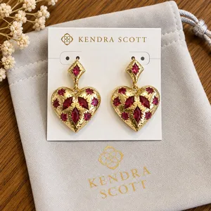 Kendra Scott Holland Gold Heart Drop Earrings Pink Crystal 9608875080 thumbnail 1
