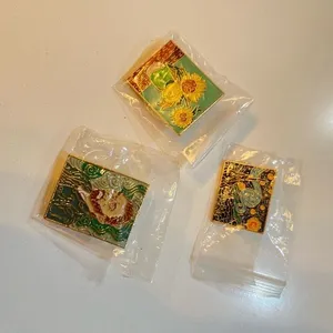 Van Gogh Themed Metal‎ Pins Set (3) - Sunflowers, Starry Night, Self-Portrait thumbnail 1