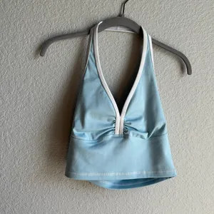 🩵Frankie's Bikinis Sky Blue Lively Halter Sports Bra thumbnail 3