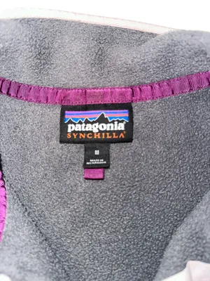 Patagonia Synchilla Snap T Fleece Pullover Gray and Purple Jacket Sweater MEDIUM thumbnail 3