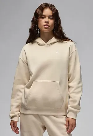 Jordan Brooklyn Fleece Hoodie In Biege Size Large thumbnail 1
