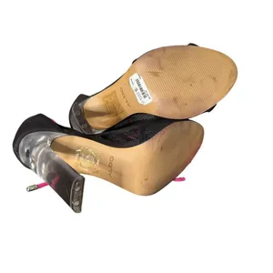 ALDO Black Mesh Lace Clear Heel Shoes Womens 7 Open Toe Pink Lace Up Cyberpunk thumbnail 8