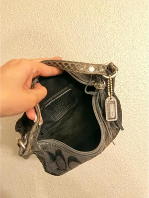 RARE Vintage Mini Shimmery Black Coach Canvas Purse with Tassel thumbnail 6