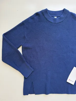 NWT lululemon Merino Wool-Blend Ribbed Crewneck Sweater Heathered Psychic Blue 4 thumbnail 6