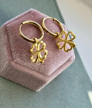 Anthropologie Tarnish resistant clover hoops thumbnail 1
