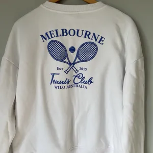 Wilo The Label 'Melbourne Tennis Club' Crewneck Sweatshirt White Blue Size Med. thumbnail 6