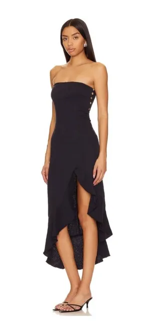 NWT Free People Made Me Blush Crepe Strapless Boho Slit Midi Dress, size M thumbnail 1