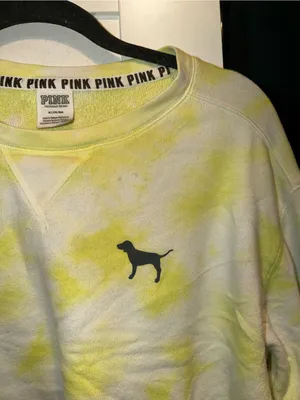VS PINK Yellow Crop Tie-dye Crewneck thumbnail 3