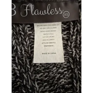 Be Fabulous Cable Knit Cardigan XS Gray Black Open Front Longline Pocket Sweater thumbnail 8