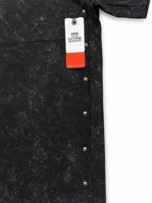 Hype Market45 Black Acid Wash Studded T-Shirt – Men’s thumbnail 4
