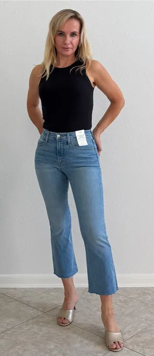 Madewell The Stretch Flare Crop Jeans High Rise Blue Size 25 NWT thumbnail 1