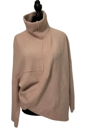 AllSaints Lock Roll Neck Sweater M Rose Pink Asymmetric Wool Yak Knit WK156T thumbnail 1
