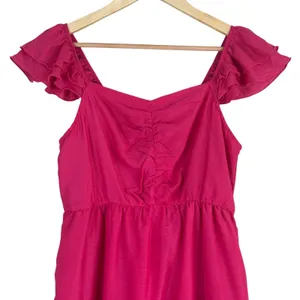 Altar'd State Ruffle Tiered Flutter Sleeve Mini Dress Magenta Pink Feminine Sz M thumbnail 3