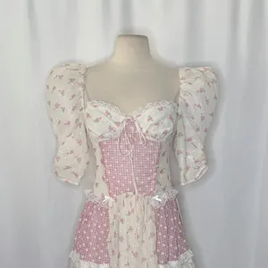NWT!!‎ FOR LOVE & LEMONS Francine Floral Patchwork Mini Dress Lace Coquette XS thumbnail 3