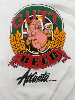 Vintage 1994 Gutt Beer Atlanta Sweatshirt XXL Pig Drinking Beer USA 90s thumbnail 1