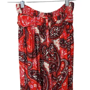 Free People Double Trouble Tiger Lily Combo Red Paisley Boho Tie Wide Leg Pants thumbnail 7