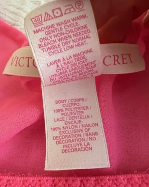 Victoria’s Secret Neon Pink Cream Lace Babydoll Lingerie Top Sz M Medium thumbnail 12