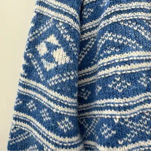 American Eagle Blue & White Fair Isle Snowdrift Long Sleeve Sweater Sz‎ S thumbnail 9