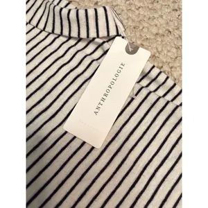 Anthropologie Pilcro Striped Ruched Sleeveless Top Ivory Black Cotton Small NWT thumbnail 6