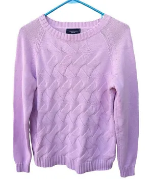 Land’s End size L P (14-16) 100% cotton basket weave sweater. thumbnail 1